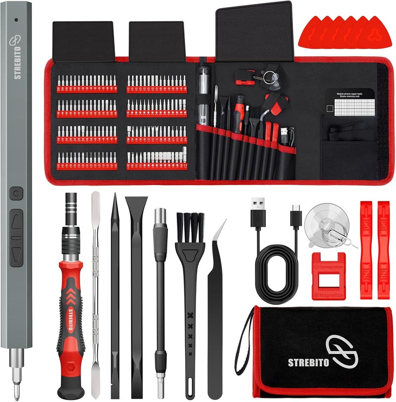 STREBITO Electric Screwdriver, 144-in-1 Precision Screwdriver Set, 120 Magnetic Bits, Organized Storage and Portability, Small Tool Kit for Electronics, PC, Computer and Laptop, Gifts for Men - Image 1